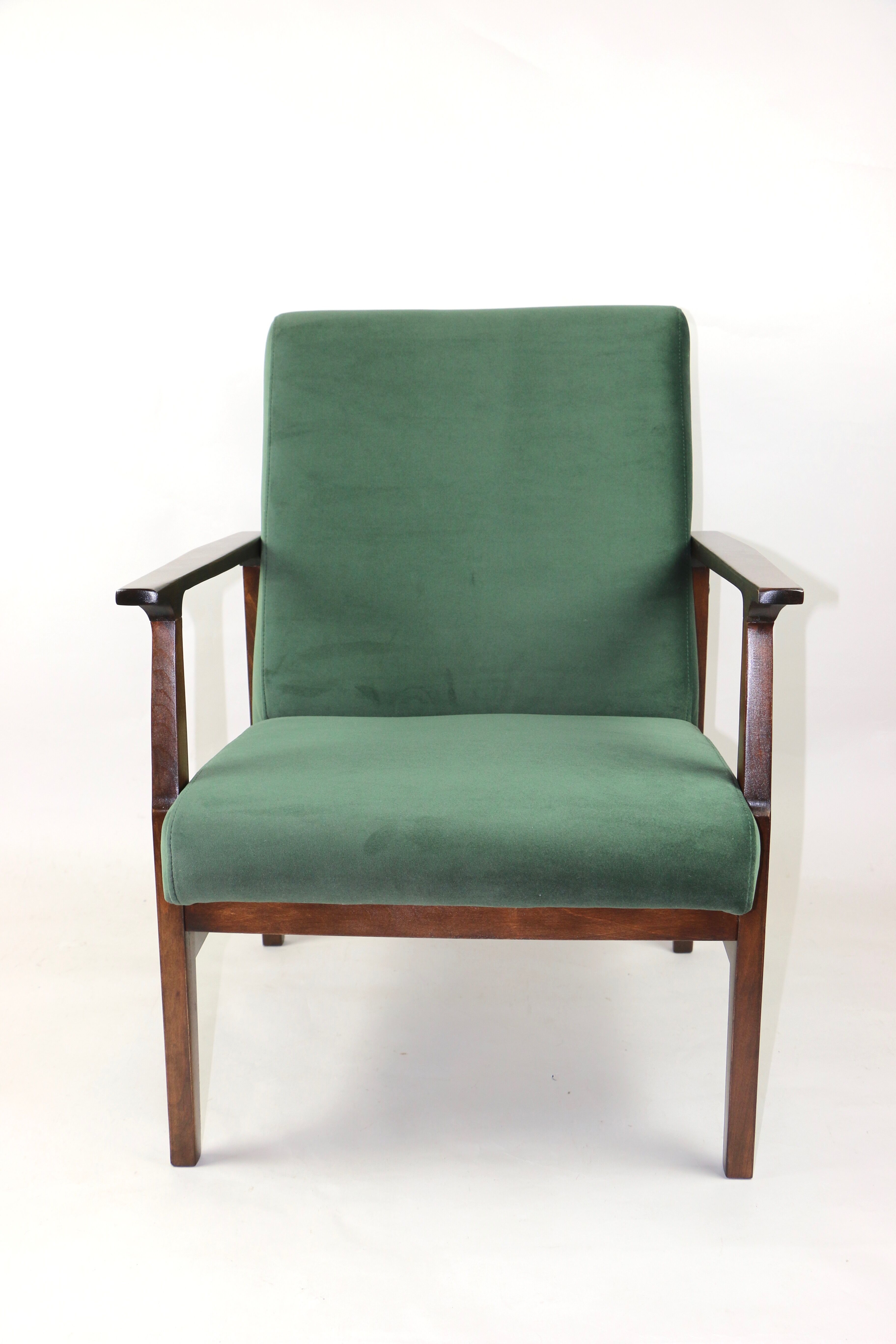 Fauteuil en velours vert vintage, années 1970
