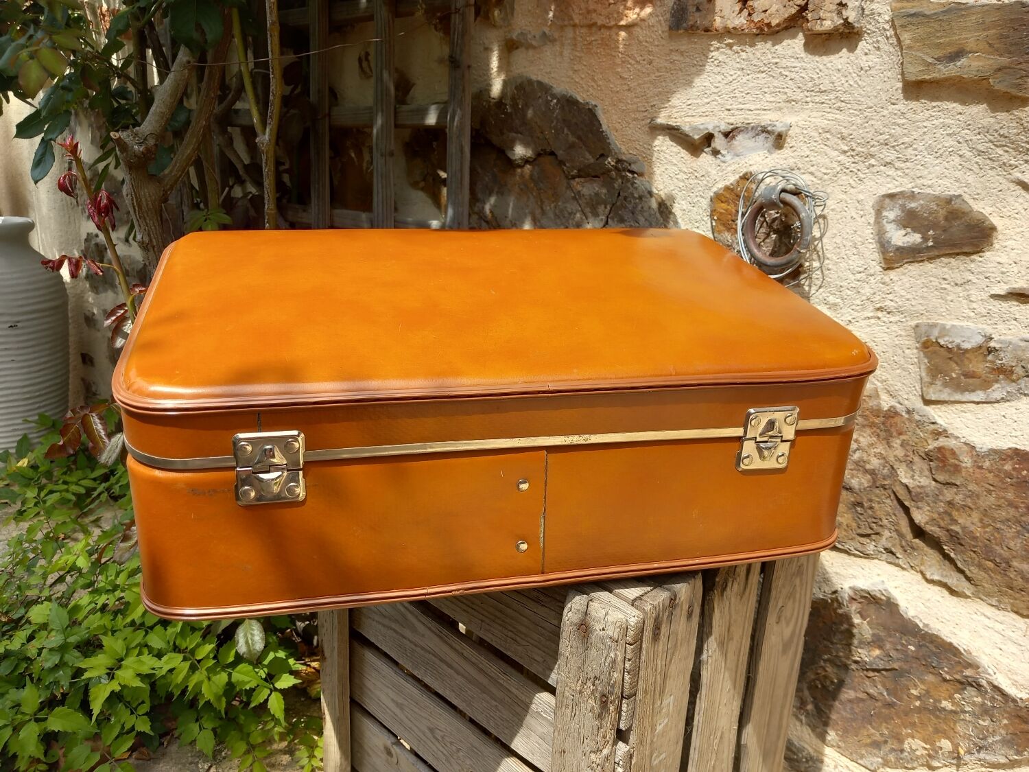 Small antique cardboard suitcase