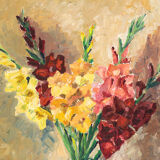 Glaïeul huile sur plaque 54 x 64 cm