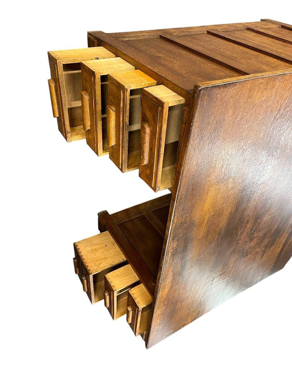 Bureau vintage XL profond en bois / bureau double face