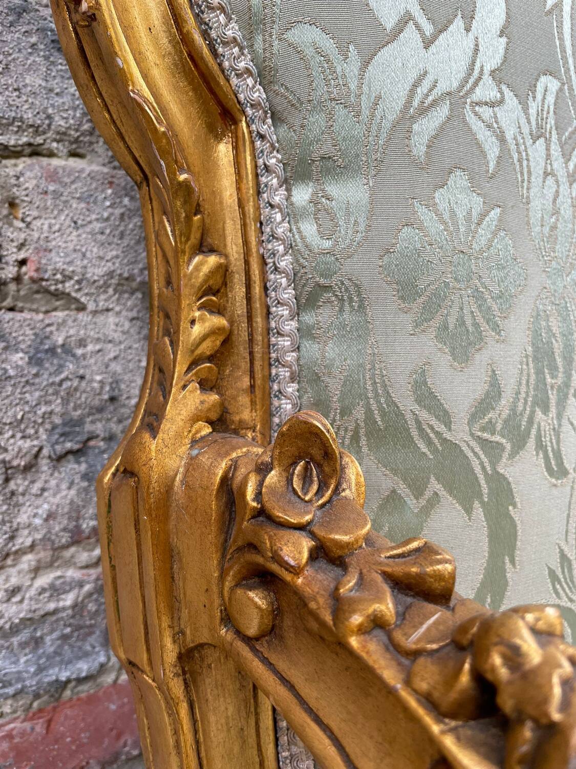 Antique Louis XV Style Gilded Sofa with Gobelin Upholstery