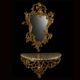 Console murale en bronze et miroir, années 60. Lot de 2