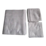 Nappe ancienne damassée 220x130cm + 8 serviettes