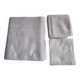 Nappe ancienne damassée 220x130cm + 8 serviettes