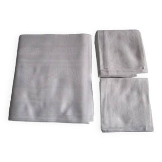 Old damask tablecloth 220x130cm + 8 napkins
