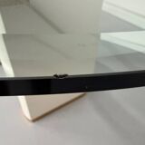 Thonet designer glass dining table with crackled lacquer finish, 1980s vintage