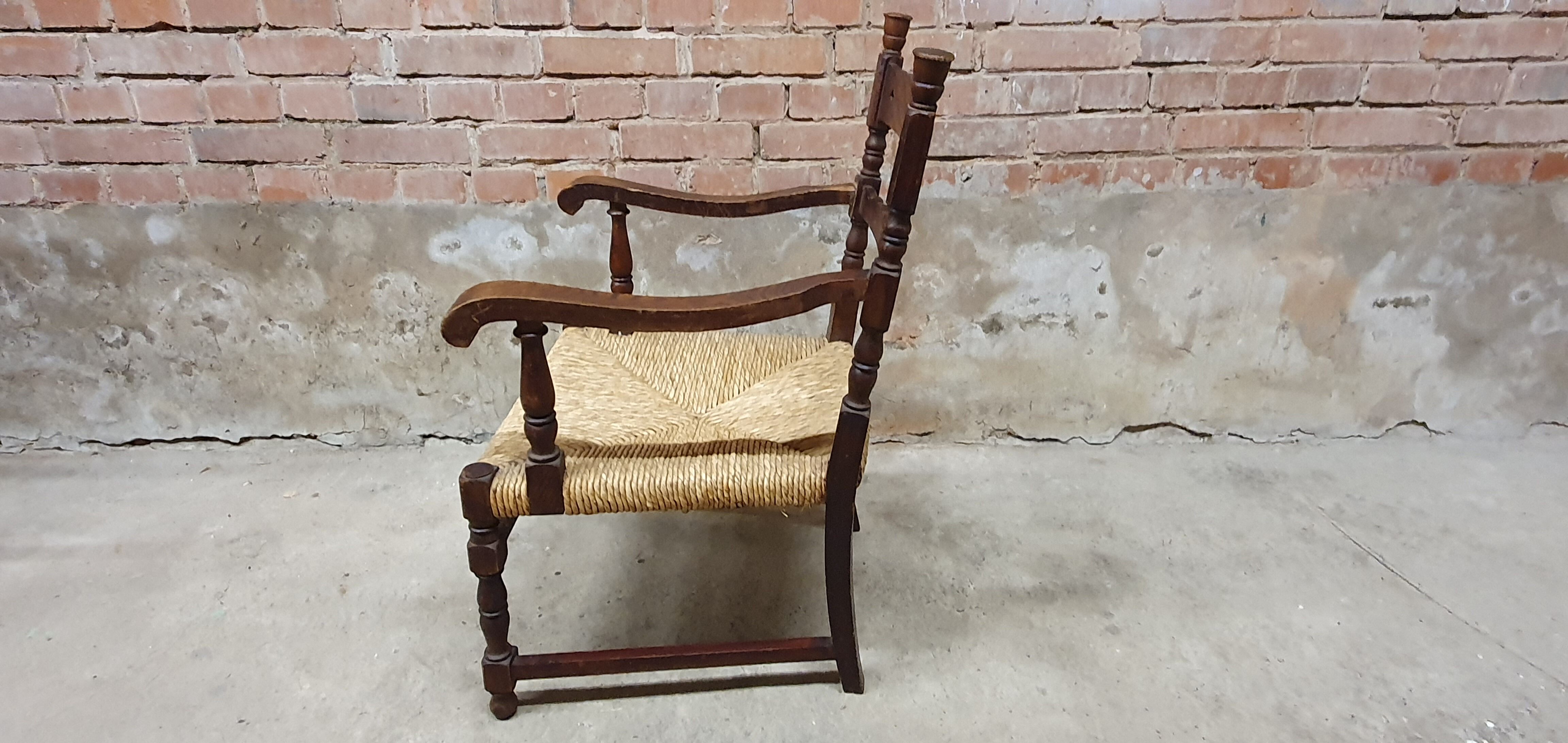 Vintage armchair in ash and cane