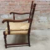 Vintage armchair in ash and cane