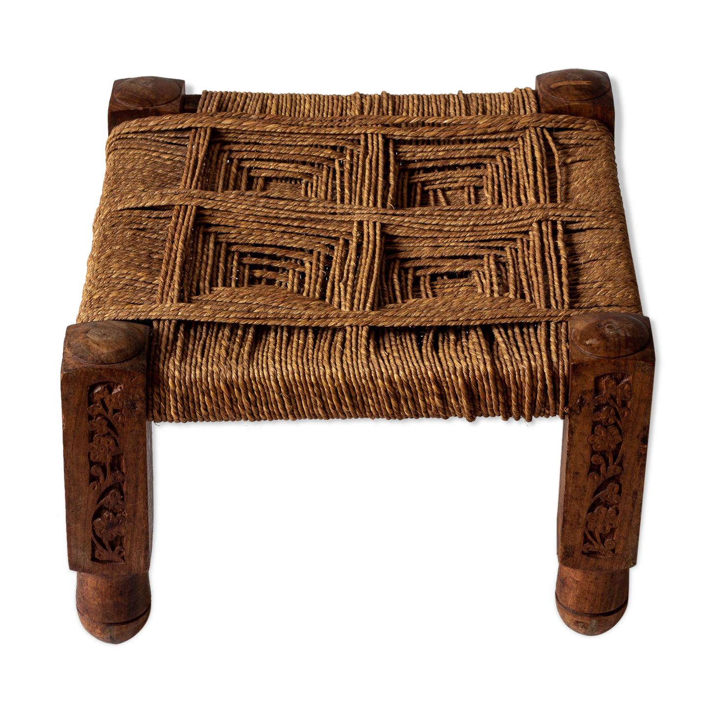Traditional low stool - Artisanal manufacture - 2nd half of the twentieth century