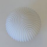 Plafonnier semi-encastré vintage en verre blanc