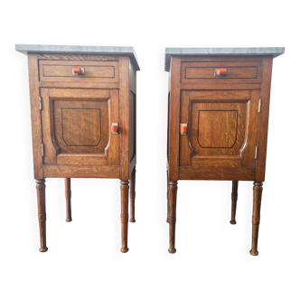 Pair of retro gray marble bedside tables