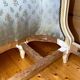 Louis XV style basket bed, embroidered satin, “cracked ivory” finish wood, 1950s