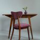 Vintage mid-20th century purple plum velvet heart-shaped chair.