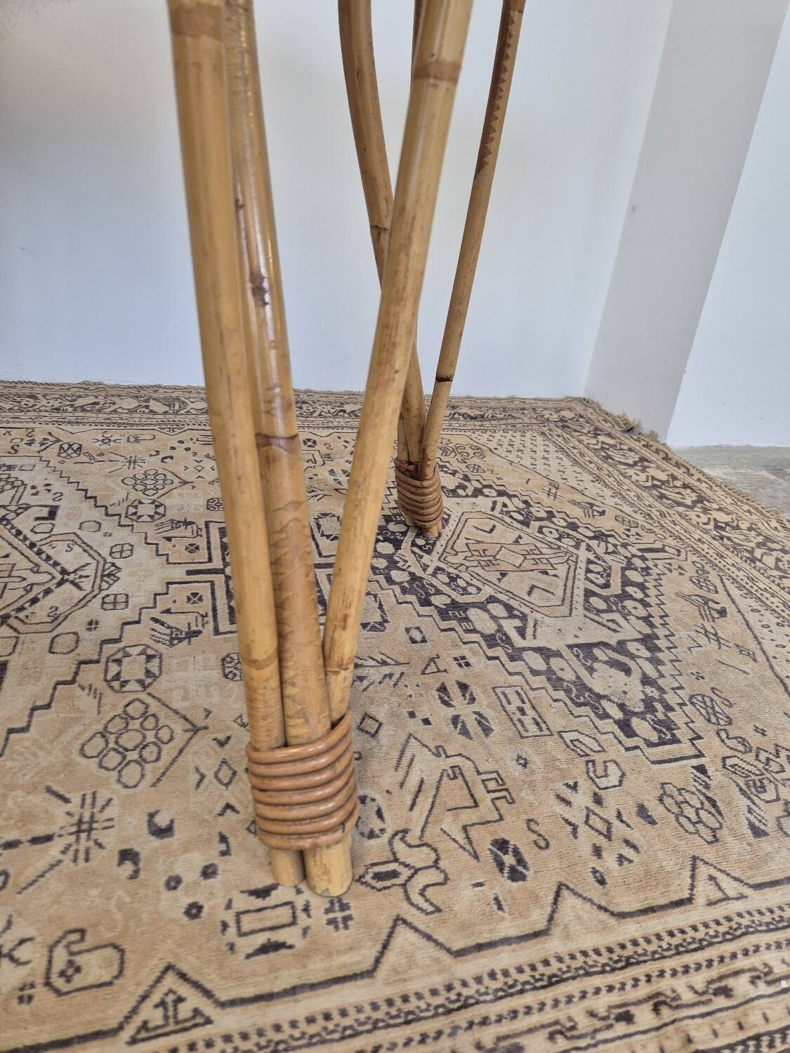 Rattan compass leg dining table, 1950s
