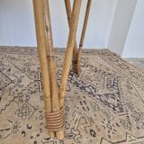 Vintage Rattan/Bamboo Dining Table with Compass Legs 1950s