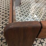 Glass and wood coffee table
