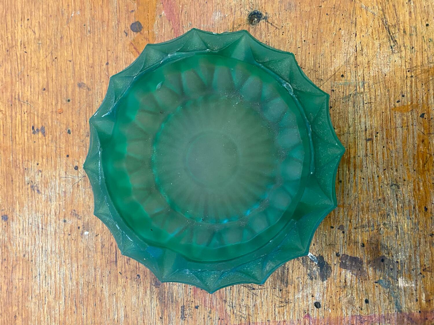 Antique LUMINARC Ashtray Vintage Green Molded Glass