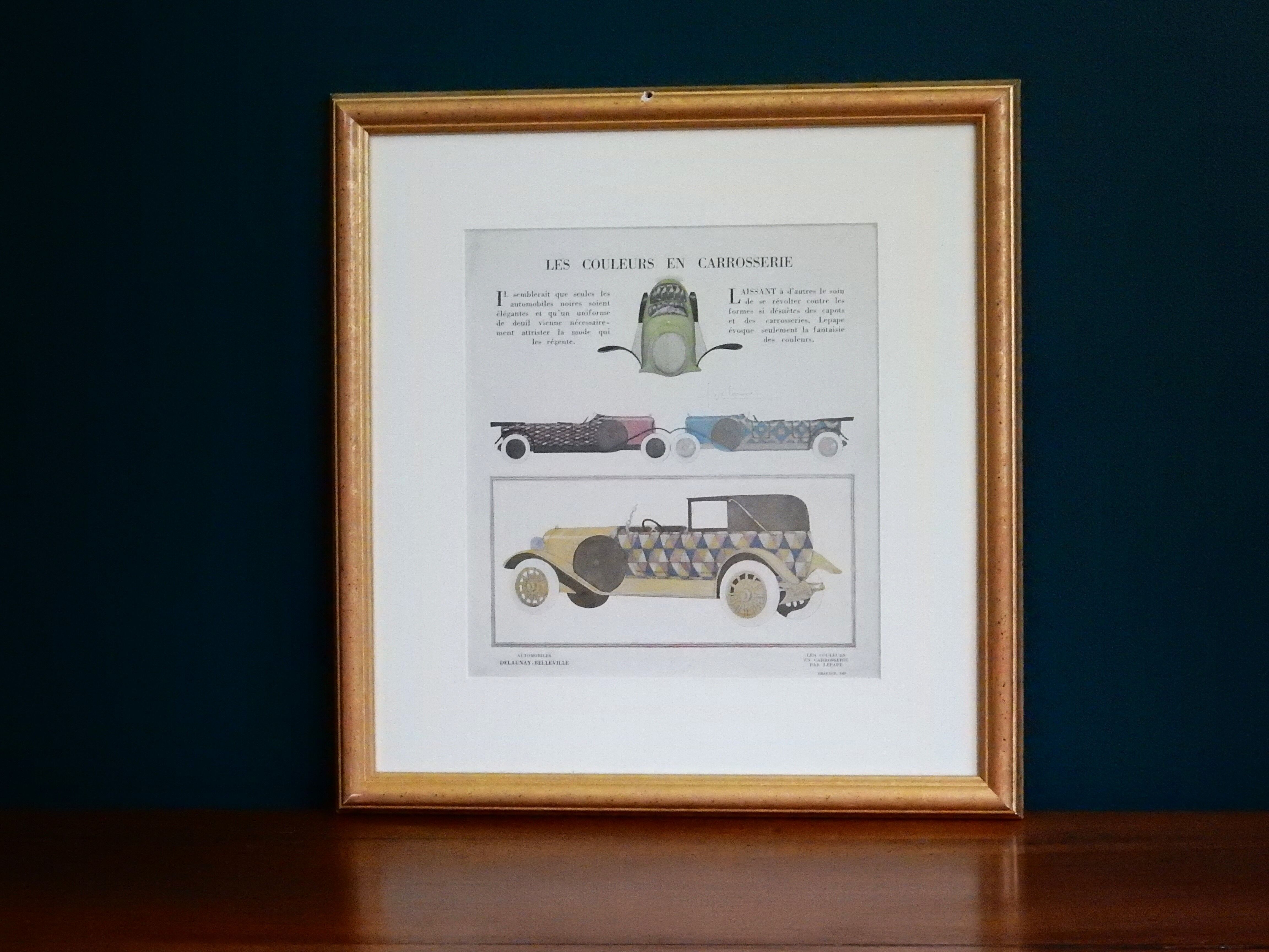 Art Deco illustration luxury car Delaunay Belleville by Lepape in 1924