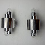 Pair of wall lights from Sciolari, chrome-plated metal, Italy, 1970