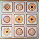 Set of decorative tiles from the 70s, orange pop flowers