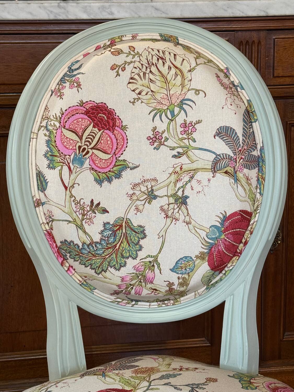 Louis XVI style medallion chair – traditional upholstery