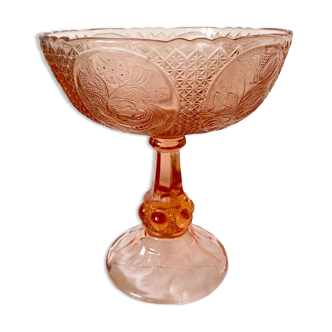 Coupe à fruits en verre rose