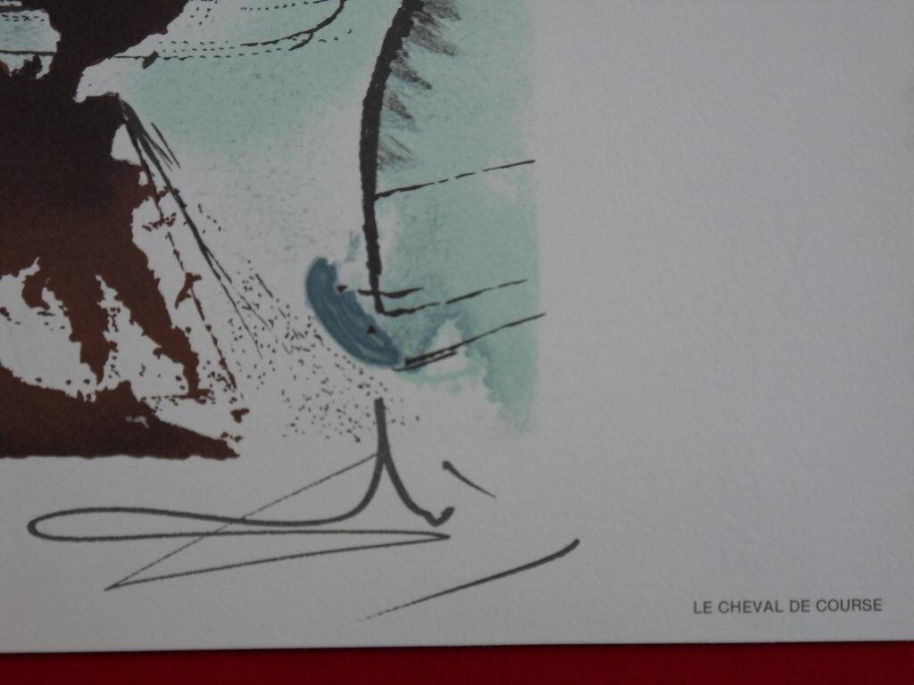 Salvador Dali : Les Chevaux, Le Cheval de course - Lithographie signée