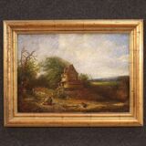 Peinture américaine paysage de campagne signée et datée 1854