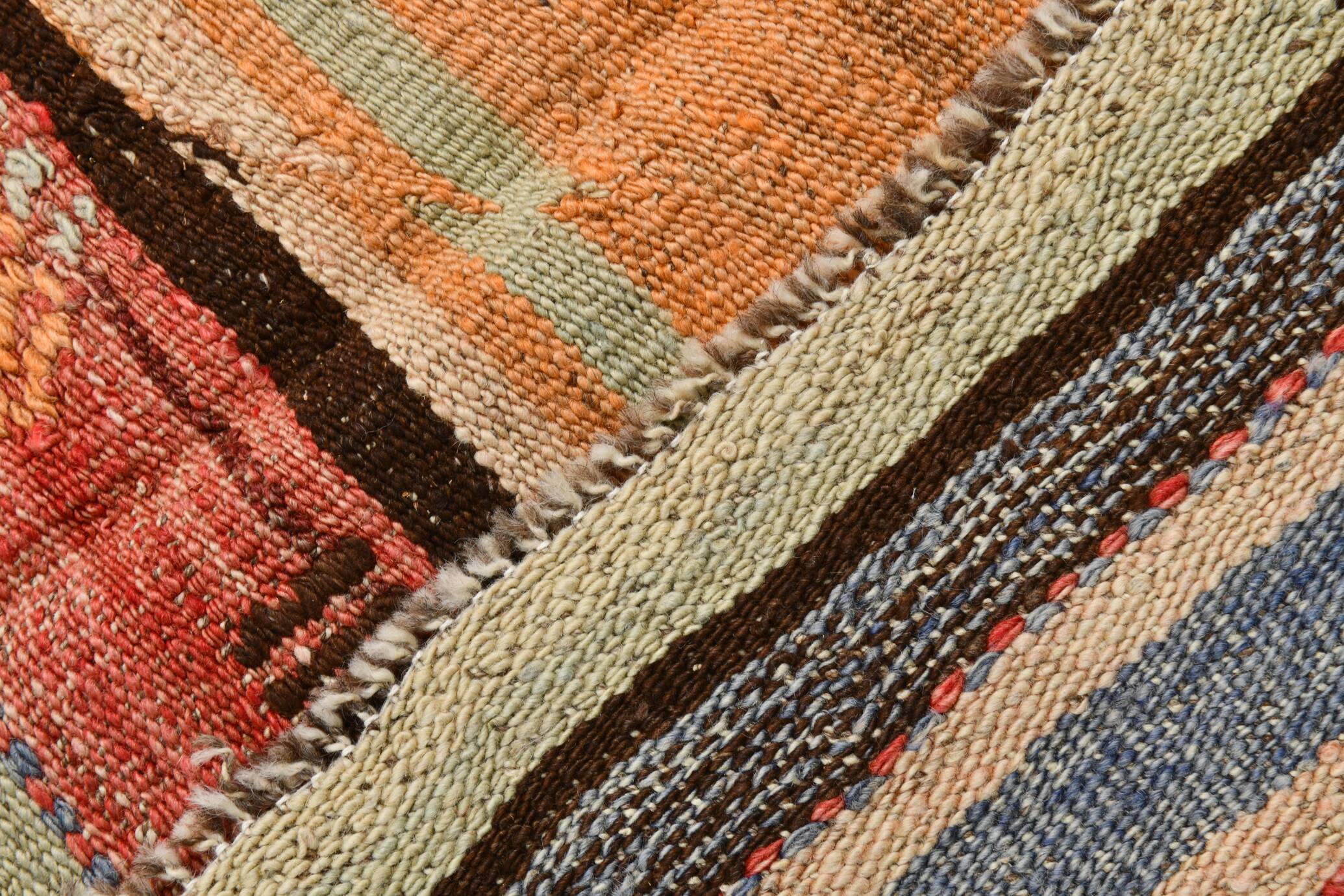 Tapis Kilim rayé rose et orange