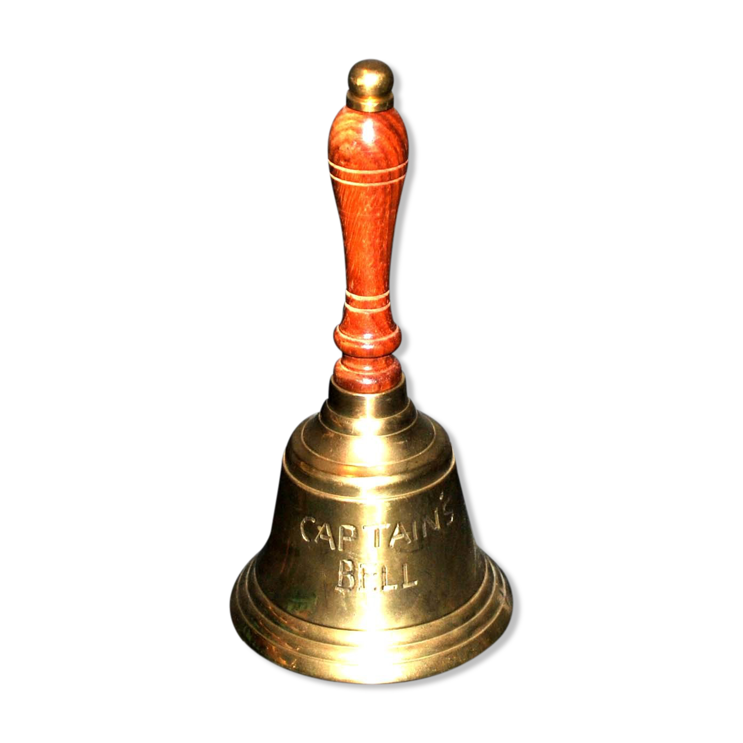 Table bell captain's bell in gilded brass and bell wood