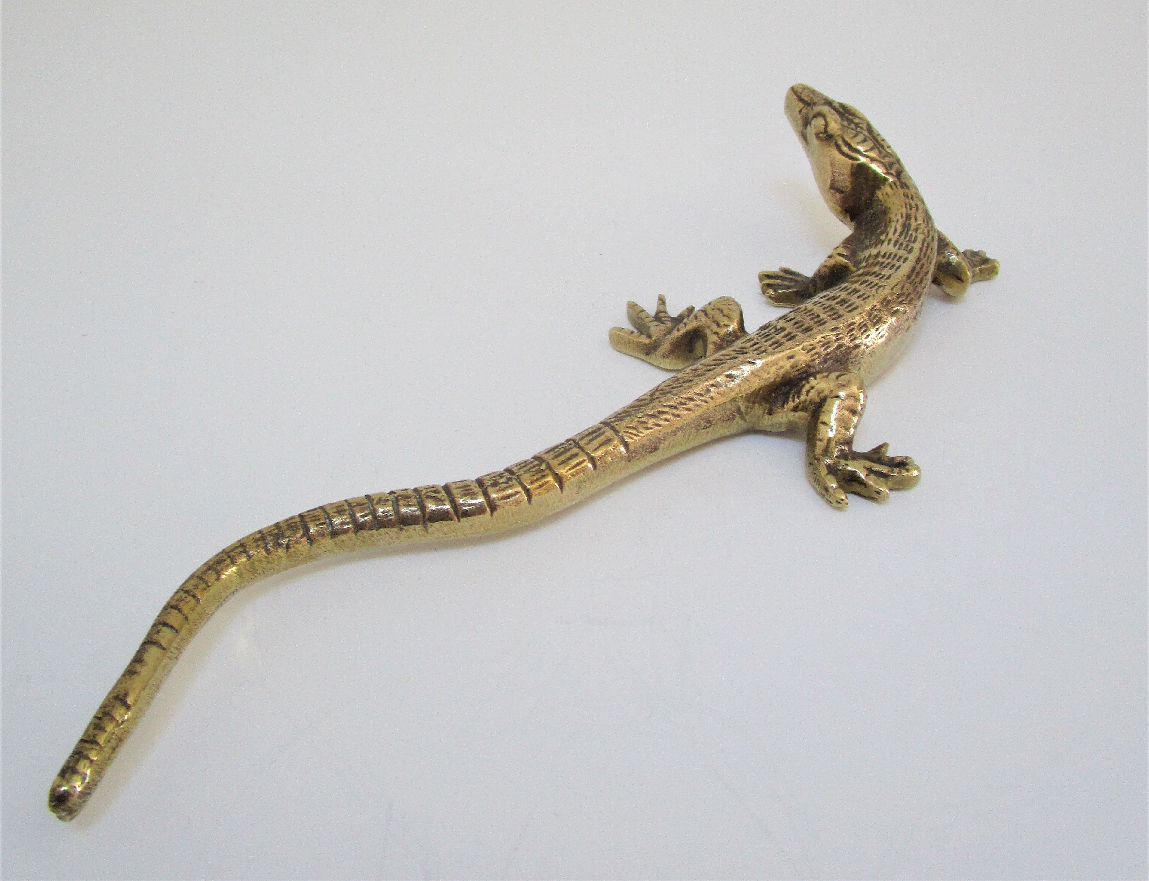solid brass lizard gilded bronze 70s