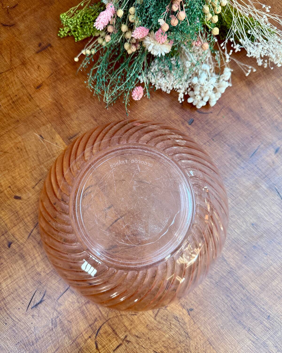 Rosaline pink glass salad bowl