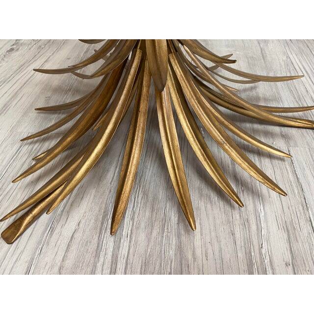 Old gold florentine wrought iron ears cofee table