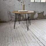 Wicker and metal coffee table from the 1950s