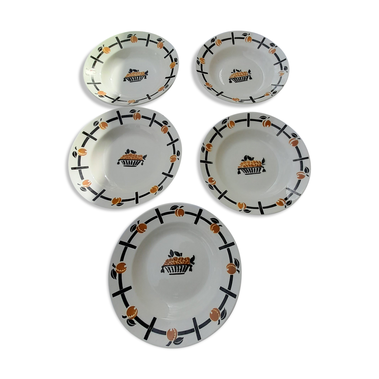 5 hollow plates in Badonviller earthenware model DOC diam 23.5 cm