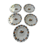 5 hollow plates in Badonviller earthenware model DOC diam 23.5 cm