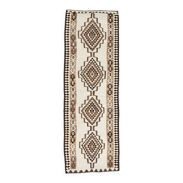 Beige & Taupe Vintage Runner Rug For Hallway, 93x227 Cm