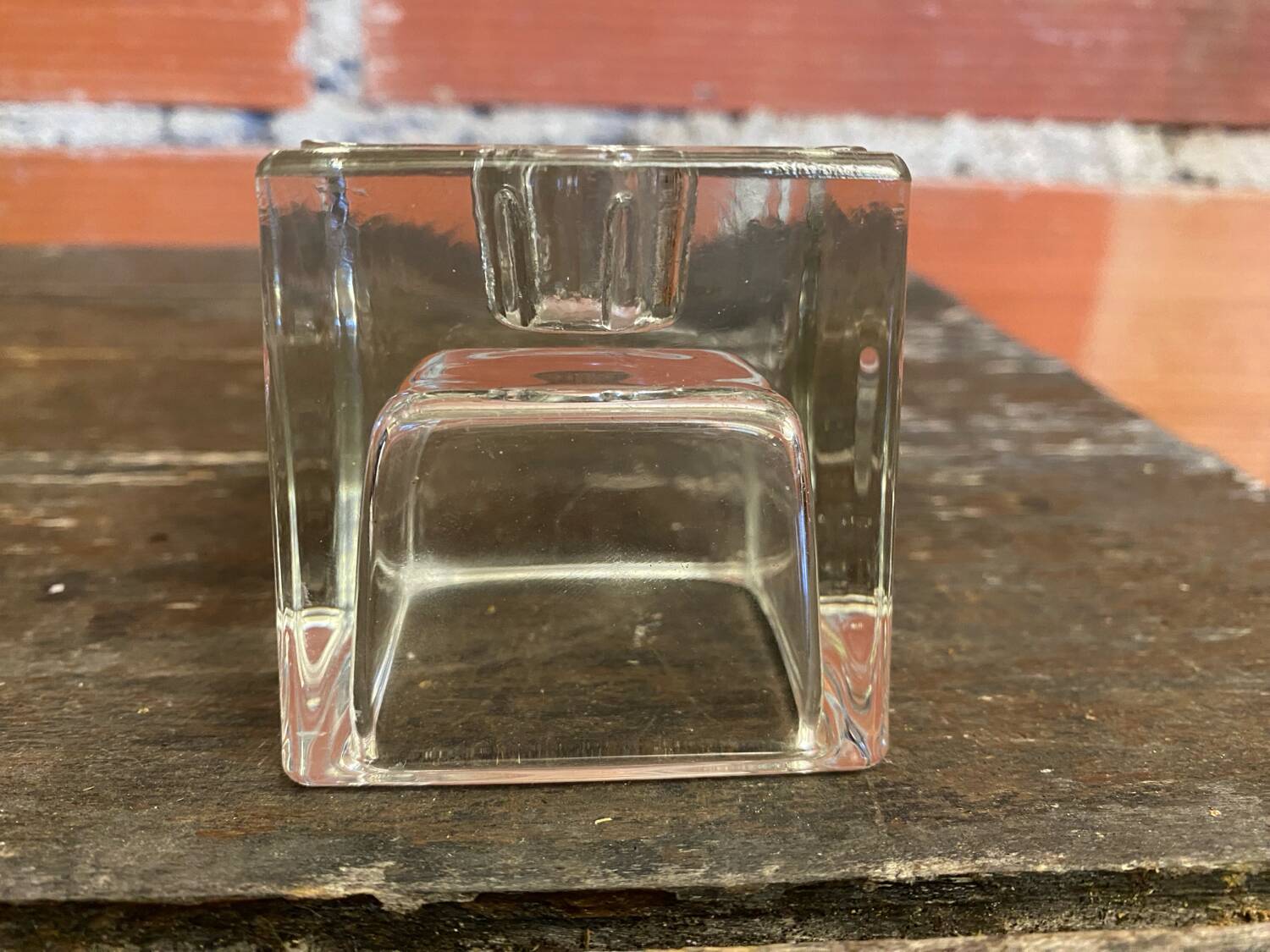 Vintage 1970s Dansk Ice Cube Design Glass Candle Holder