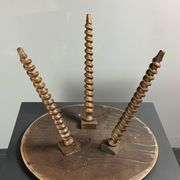 Midcentury wood turned barley twist side table with cork screw legs 1950s