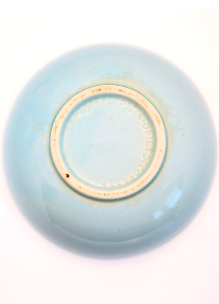 Bowl XXL salad bowl in sky blue earthenware with fish