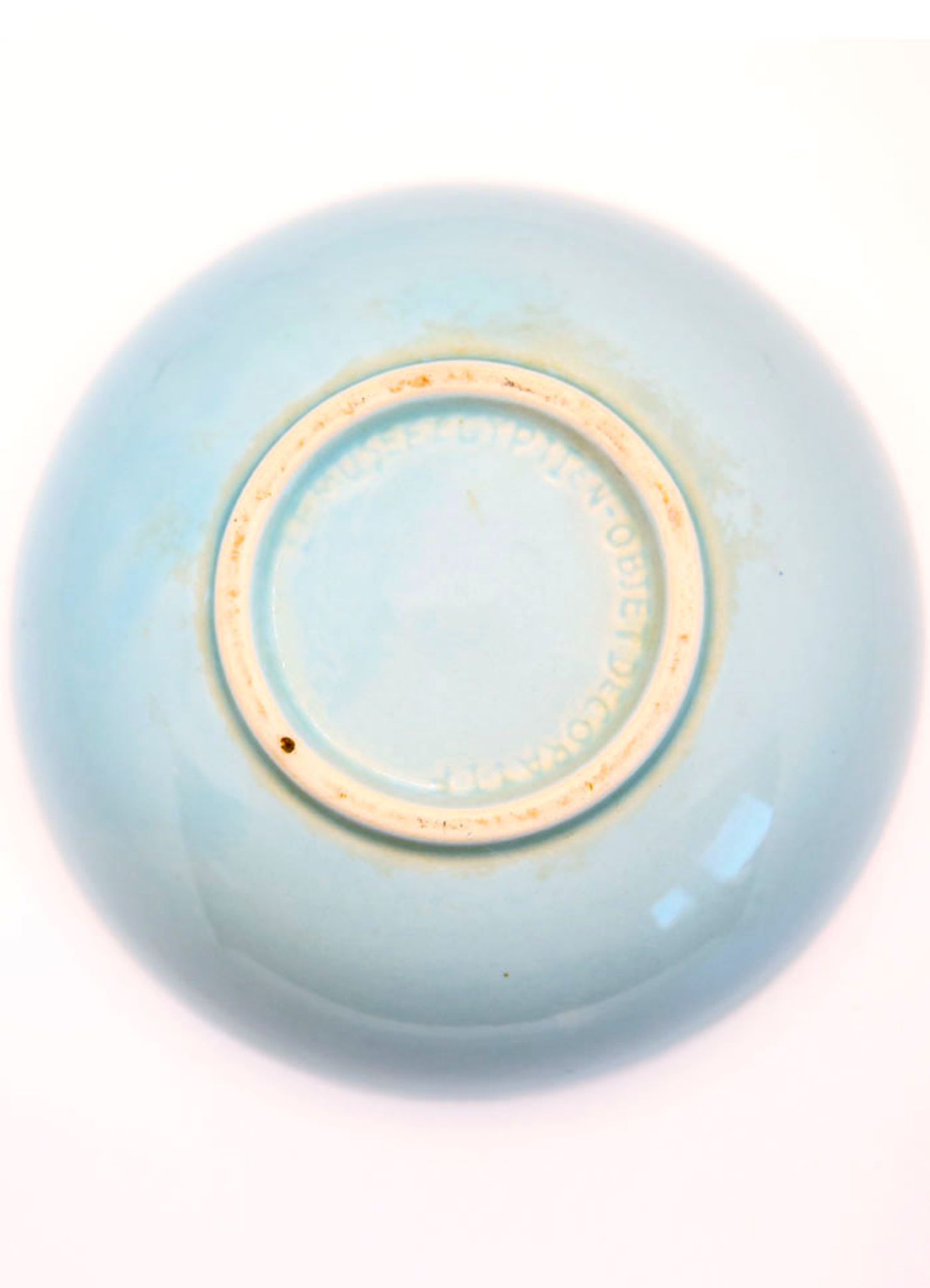 Bowl XXL salad bowl in sky blue earthenware with fish