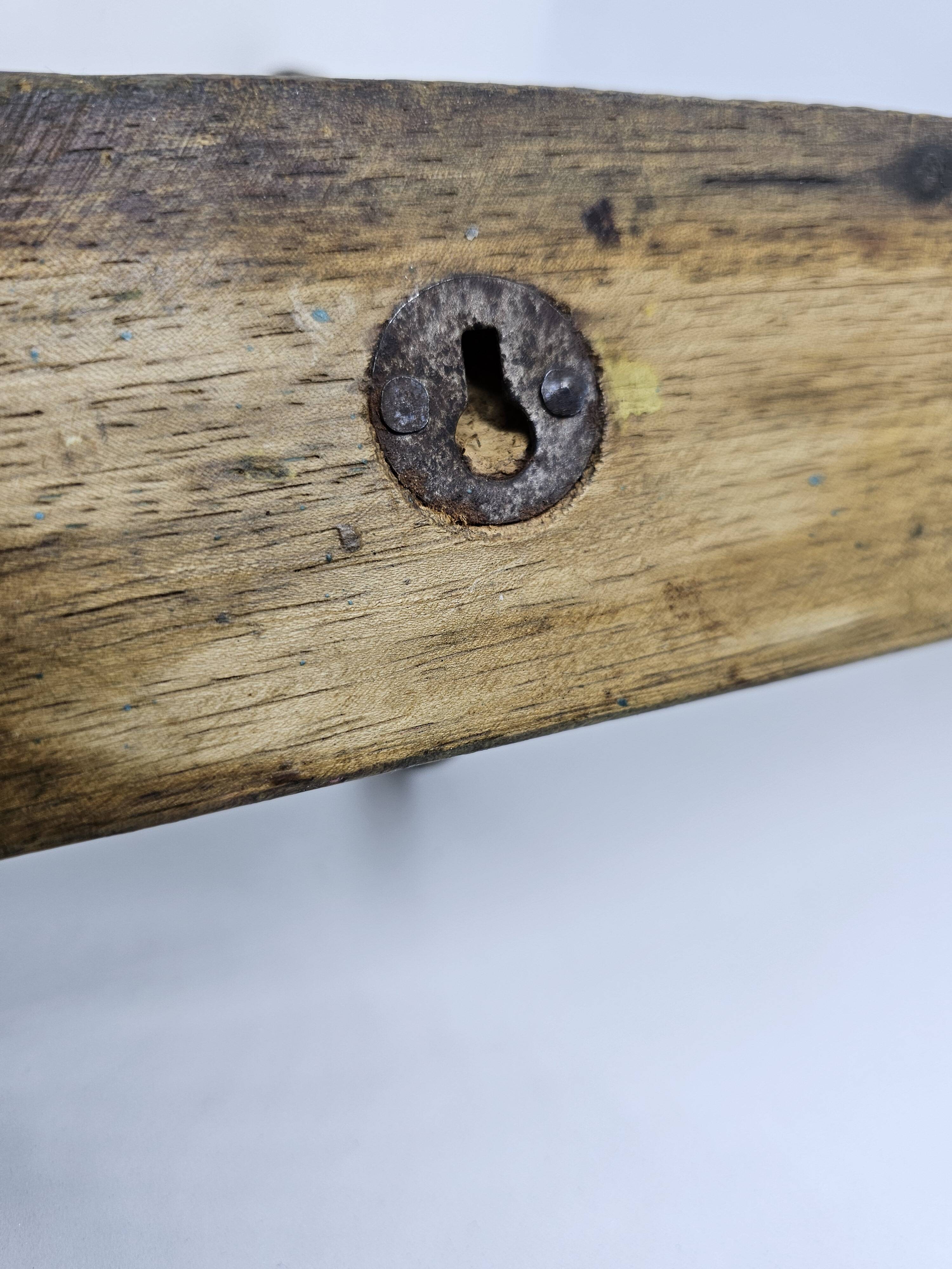 Solid teak coat hook with 3 double cast iron hooks