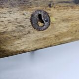 Solid teak coat hook with 3 double cast iron hooks
