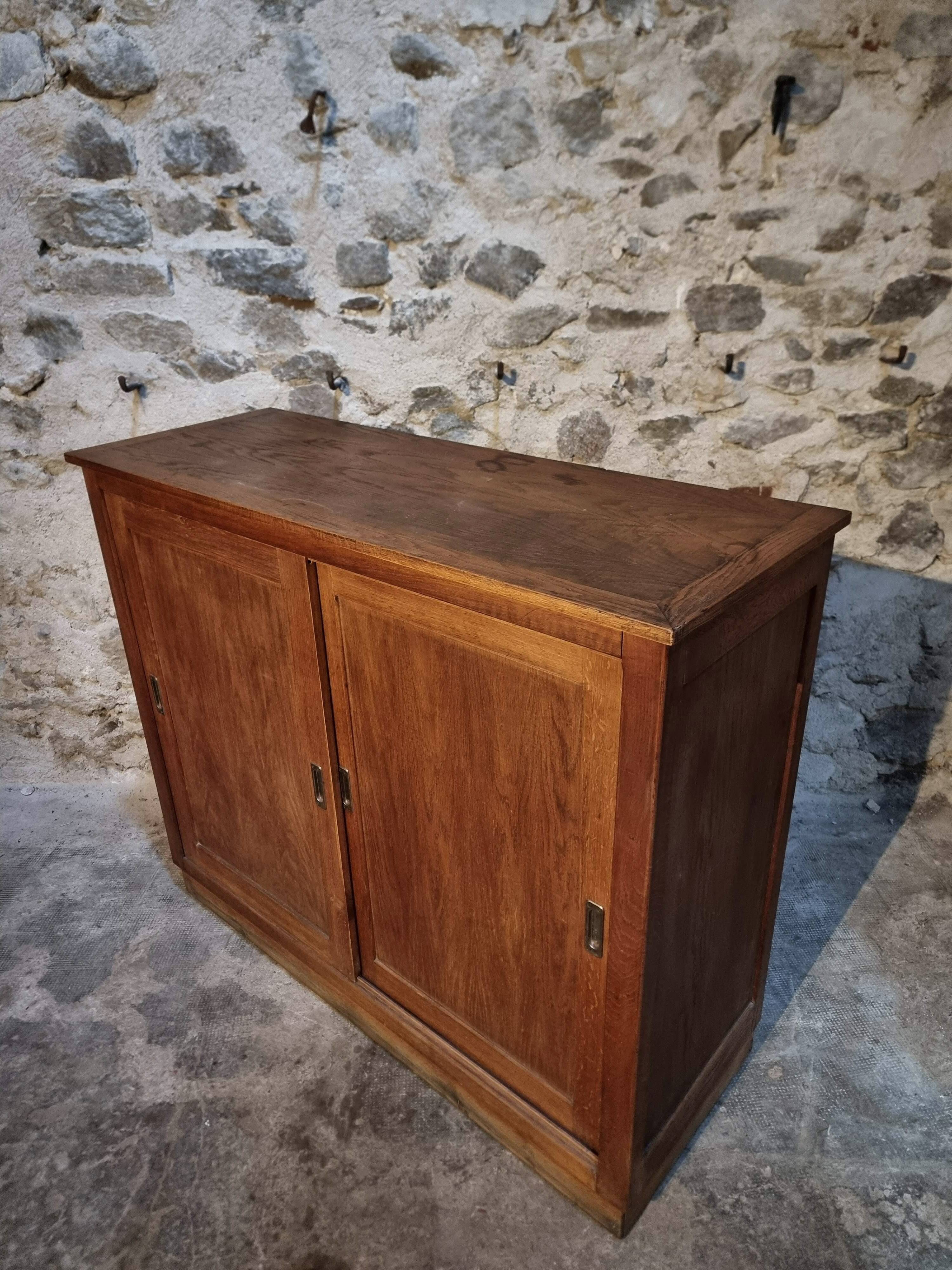 Oak sliding door wardrobe, 1920s