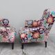 Pair of toad armchairs Napoleon III tapestry missoni italy