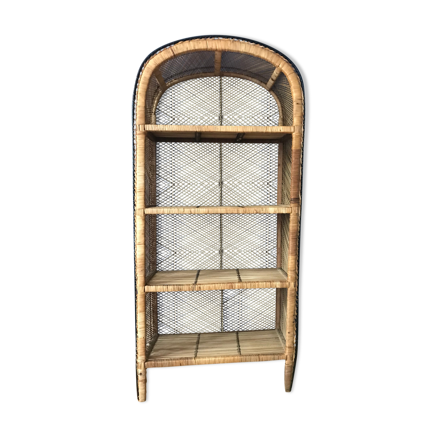 Emmanuelle style rattan bookcase