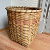 Green beige wicker basket