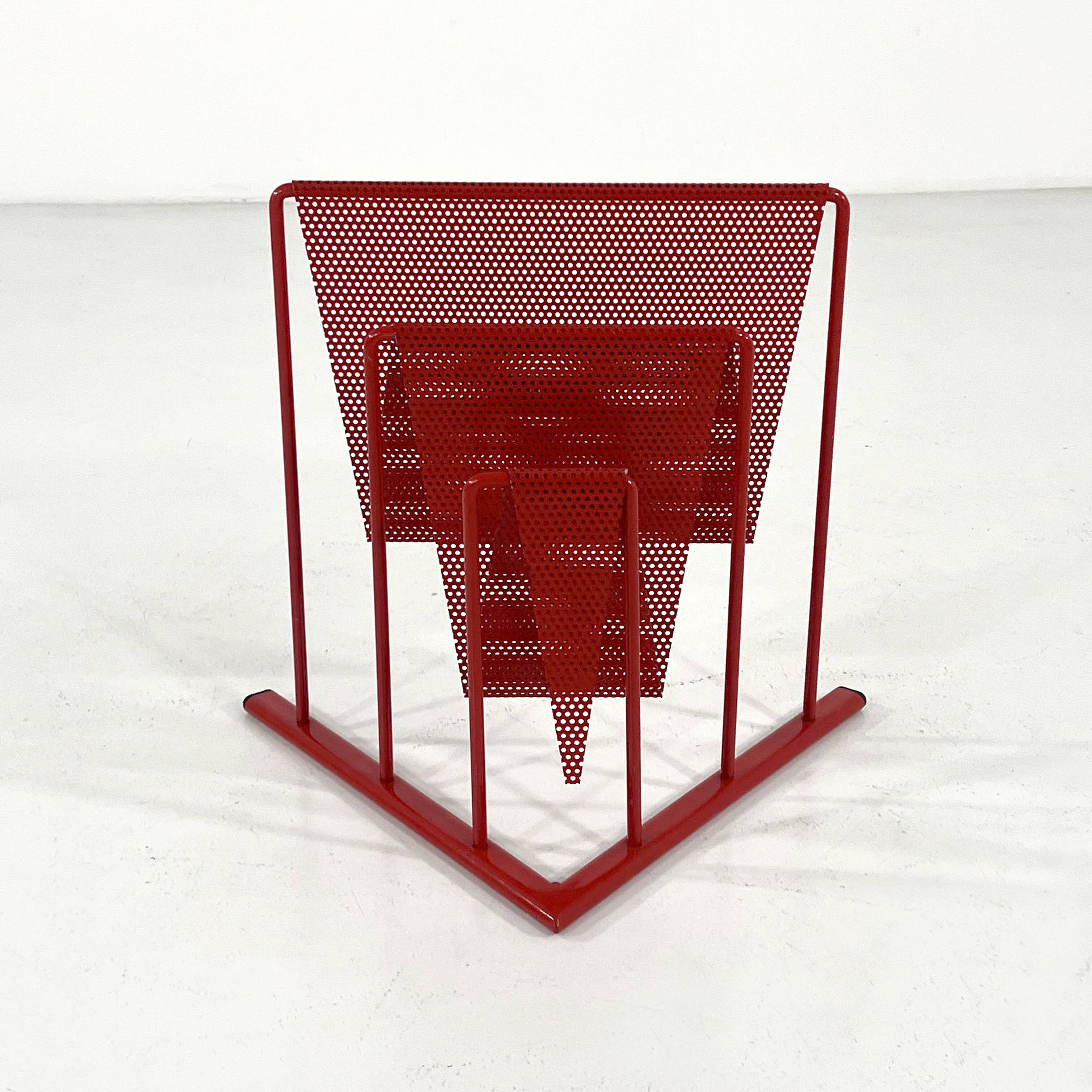 Red magazine rack by Markus Börgens for D-Tec, 1980