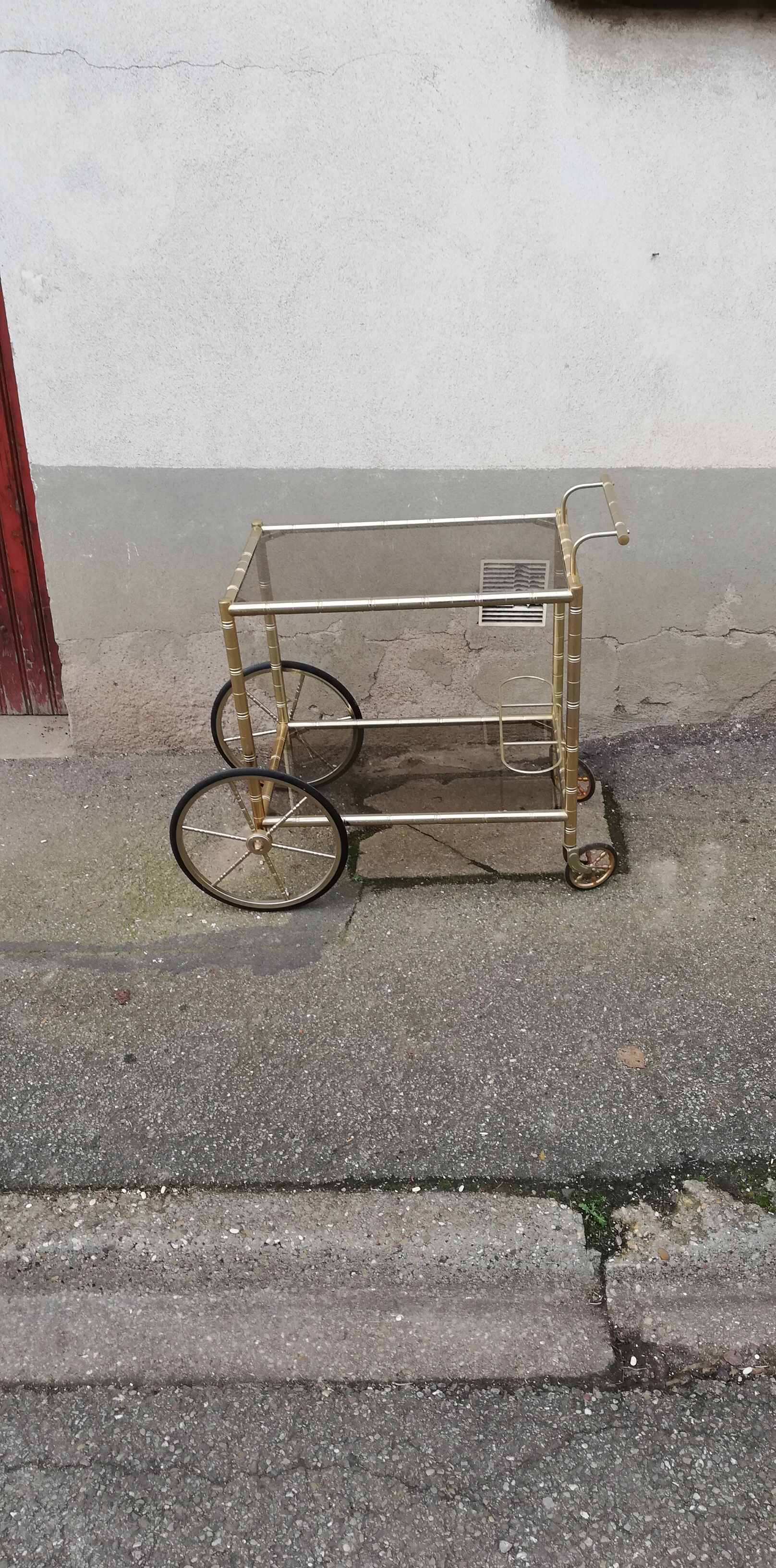 Vintage brass service 4 wheels