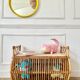 Coffre à jouets en rotin vintage